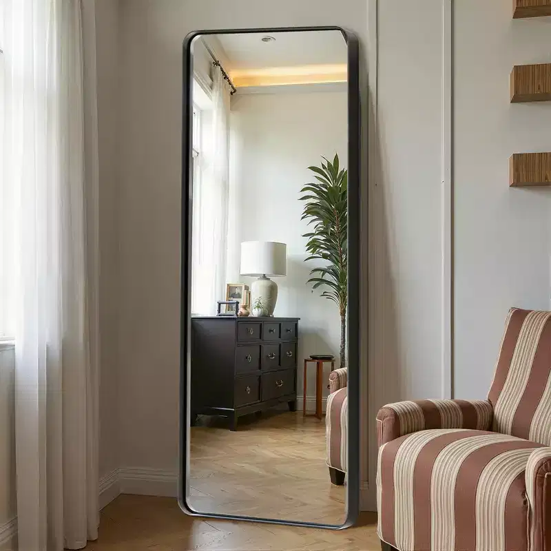 71-Inch Full Length Mirror with Aluminum Alloy Frame – Freestanding, Black