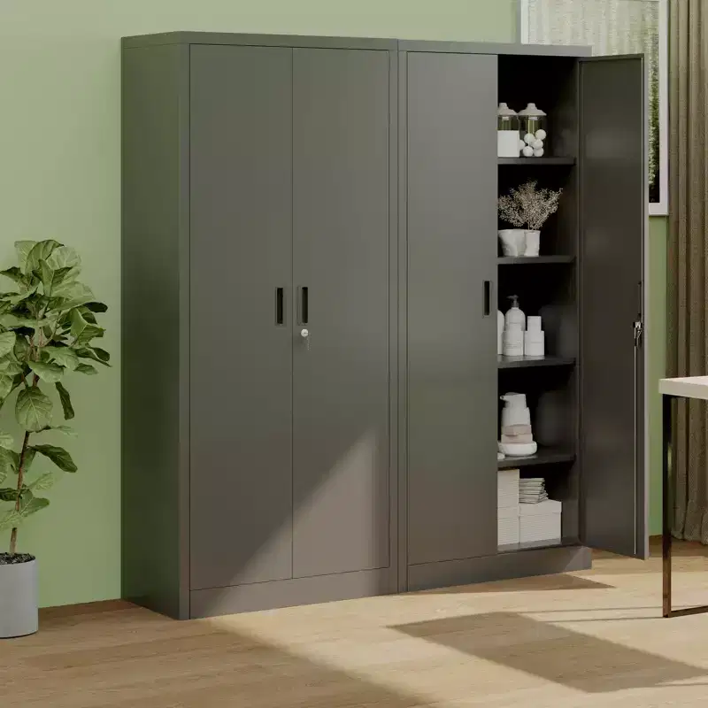 71-Inch Tall Metal Storage Cabinet with Doors, 4 Adjustable Shelves, Lockable