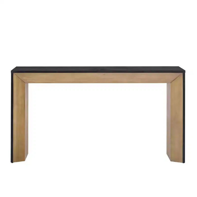 Modern Console Table & Entryway Table, Sturdy Sofa Table with Fireplace Design, Wood Veneer Top