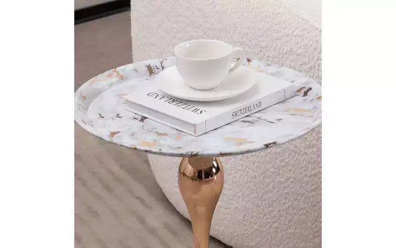 Mermaid Tail Pedestal Round Side Table, Anti-Rust Metal Tray Top Small Coffee Table, Versatile Accent Table, End Table for Living Room