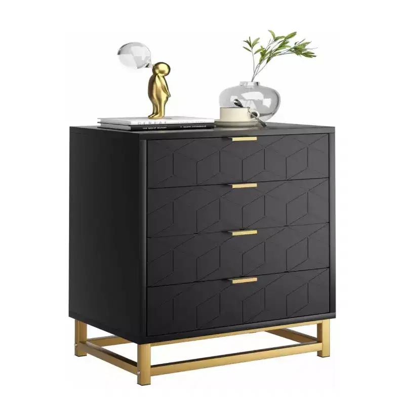 Zstar Bedroom Dressing Table, 4 Drawer Dresser with Metal Legs