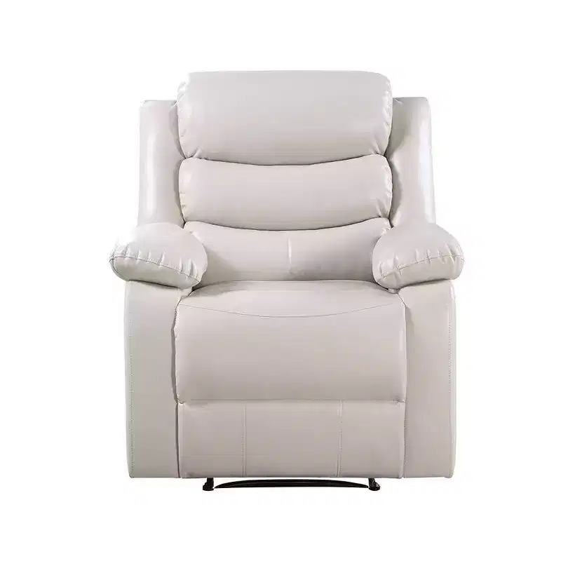 Beige Armless Accent Chair, Faux Leather, Single Seat