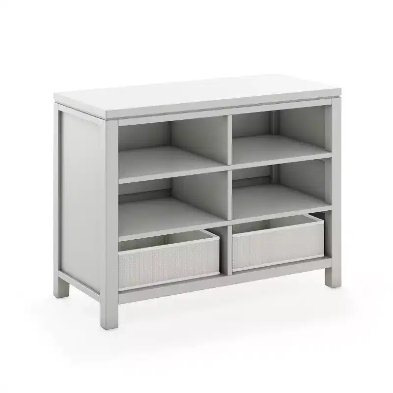 Martha Stewart Crafting Kids' Double Open Storage: Children's Wooden Arts and Crafts Supply Organizer with Fabric Bin Storage