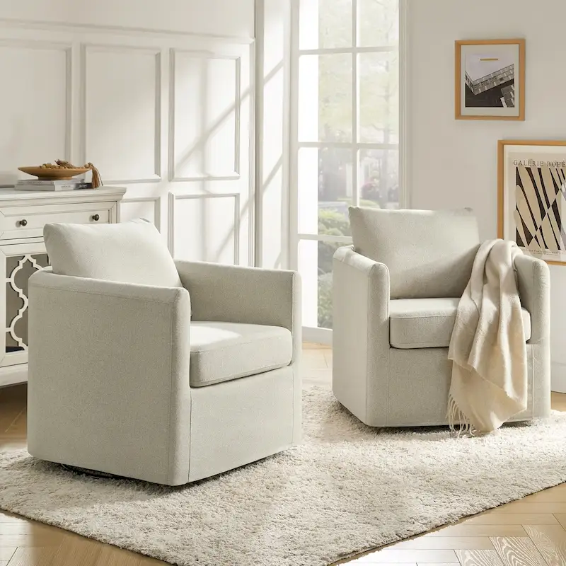 Erkenbald Modern 360-Degree Swivel Chair with Removable Slipcover Set of 2 by HULALA HOME