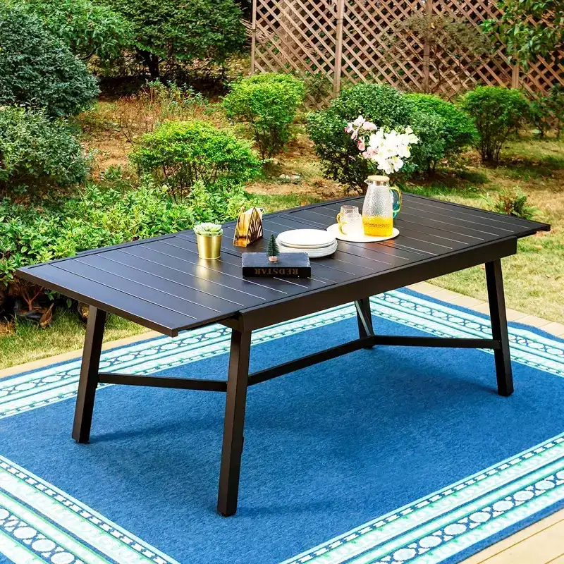 7pc Patio Dining Set with Expandable Table & 6 PE Rattan Chairs - Captiva Designs