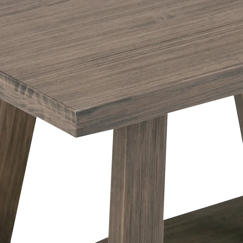WYNDENHALL Stewart SOLID WOOD 48 inch Wide Industrial Entryway Bench in Driftwood - 48 W x 17 D x 20 H