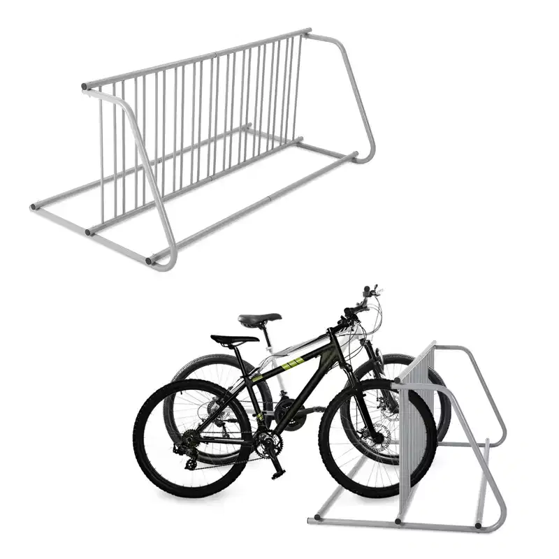 Double Side 12 Bike Floor Rack 71 Inch Length Freestanding Bicycle Parking Stand In Ground Grid Design