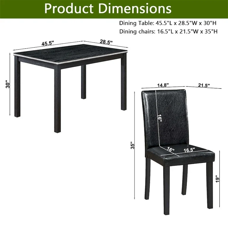 5-piece Wood Dining Counter Height Table and Chair Set