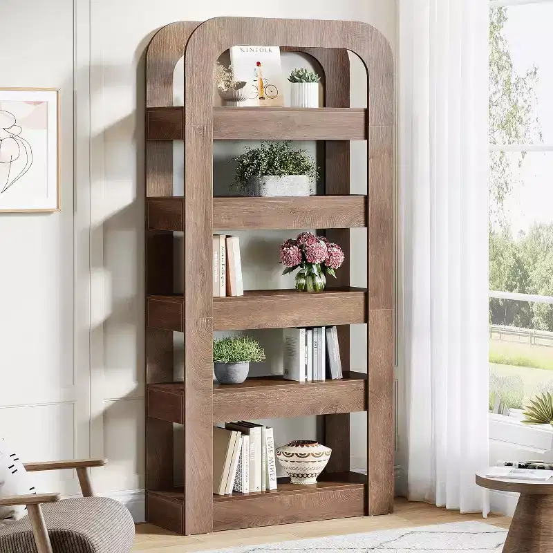 70.9-Inch Tall Bookshelf, 5-Tier Bookcase with Open Shelves, Industrial Style Shelving Storage Unit for Home Office