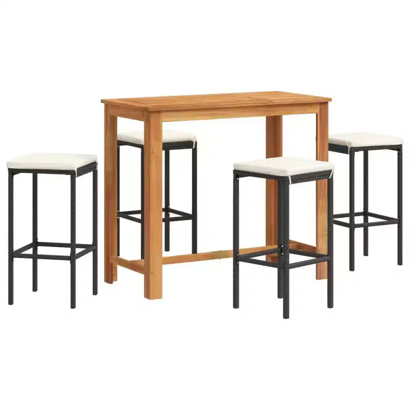 vidaXL Garden Bar Set with Solid Acacia and Poly Rattan
