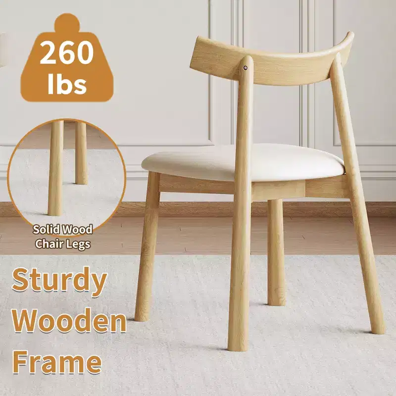 GDFStudio Haven Farmhouse Faux Leather Upholstered Wood 3 Piece Dining Set