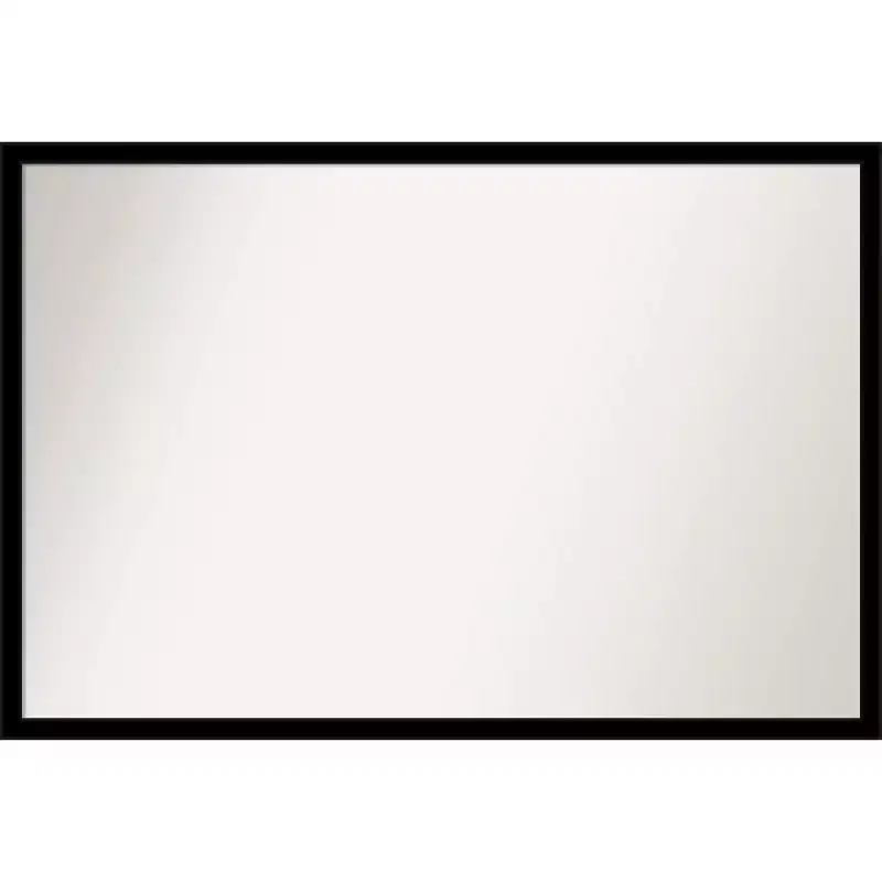 38" x 26" Non-Beveled Jet Black Wall Mirror - Amanti Art: Modern Polystyrene Frame, Included Mounting Hardware