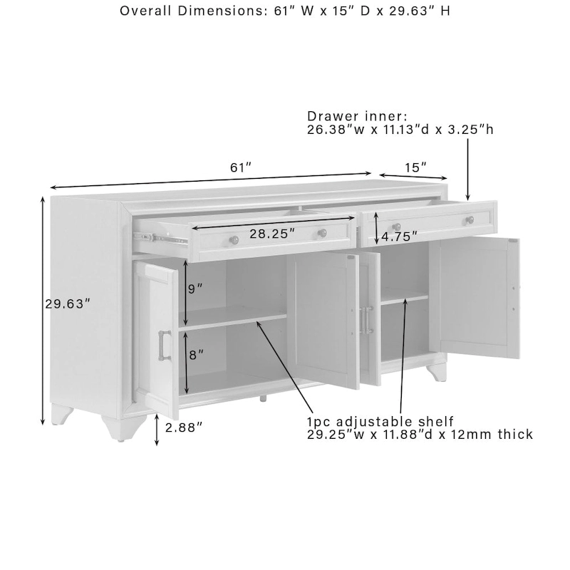 Crosley Tara Sideboard - 15x61x29.63