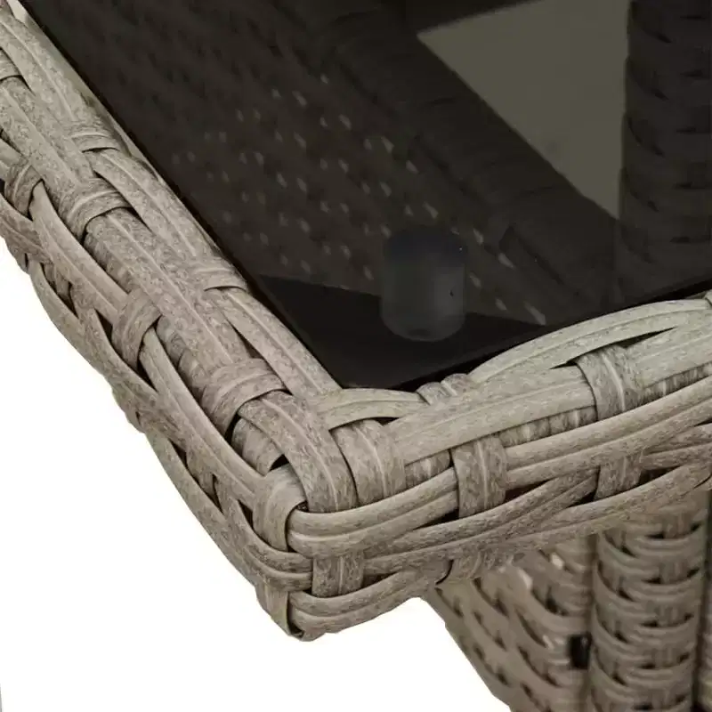 vidaXL Garden Table Light Grey PE Rattan Medium UV-resistant materials