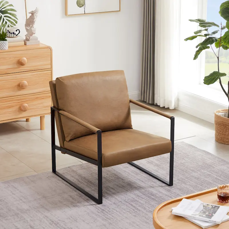 Faux Leather Accent Arm Chair