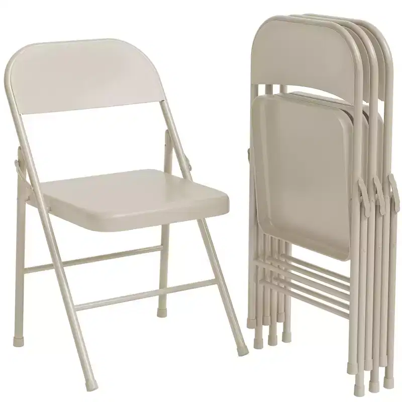 2-Pack Folding Chairs, 350lb Capacity Metal Frame, Portable Black Foldable Chairs for Indoor/Outdoor, Dining/Living Room & Office