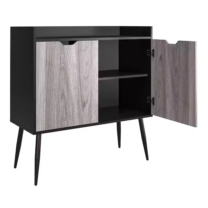RealRooms Grafton Bar Cabinet, Black Oak