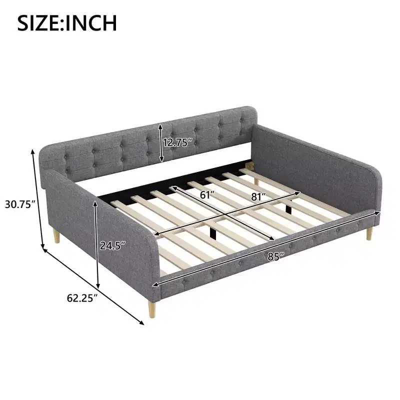 Modern Queen Size Linen Upholstered Daybed