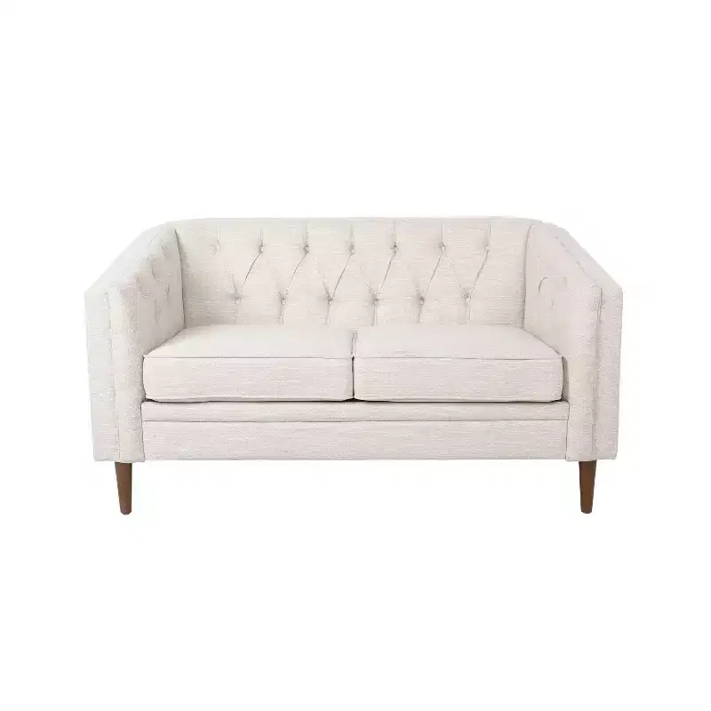 Tufted Loveseat Beige/Espresso