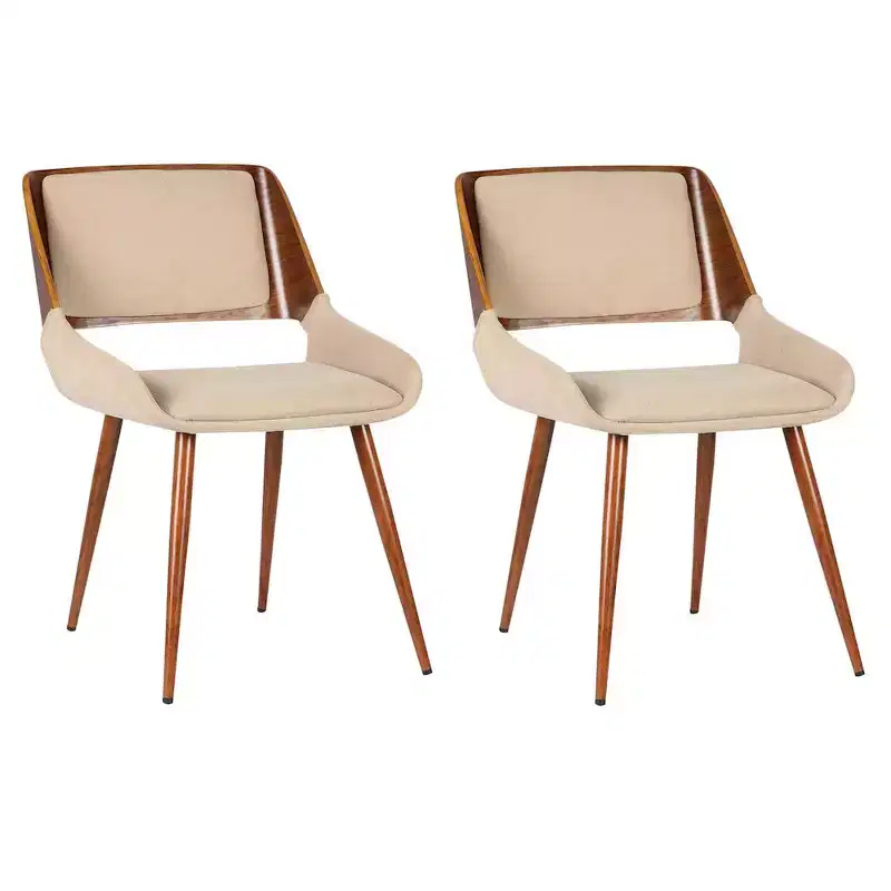 Armen Living,Panda Mid-Century Dining Chair Faux Leather Set Of 2
