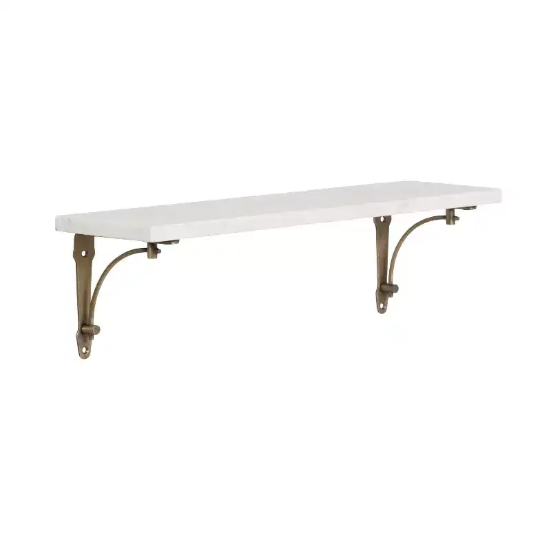 Hatley Marble Wall Shelf, White and Gold, 20