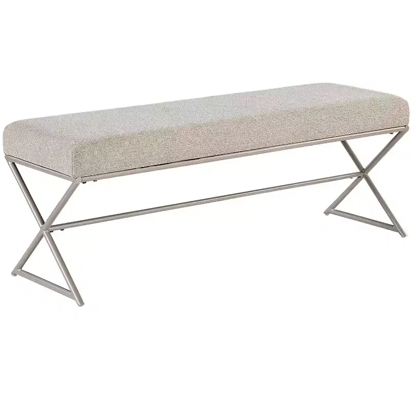 Okak Modern Single Faux Fur Upholstery Ottoman with Metal Legs,Upholstered Footstool Shoe Bench for Bedroom,Hallway