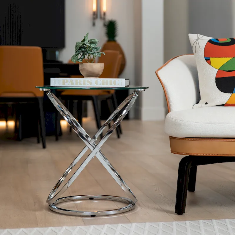 Galaxy Tempered Glass Round End Table