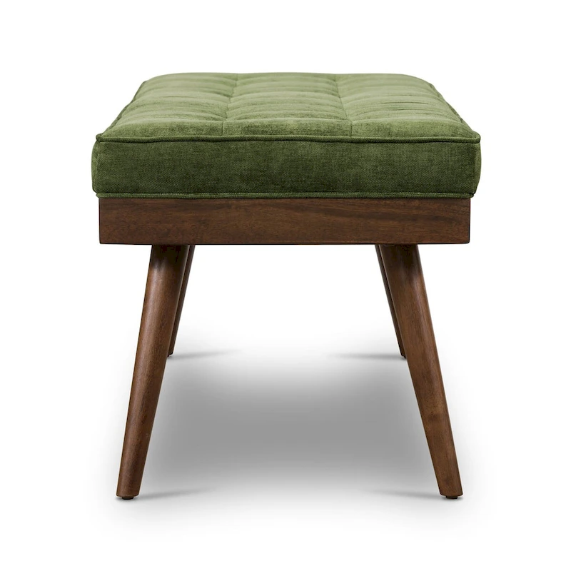 Poly & Bark Luca Fabric Bench - Tufted Seat with Solid Wood Legs