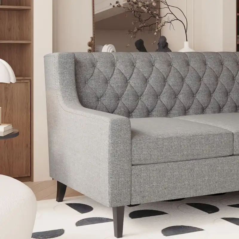 Mid Century Modern Button Tufted Backrest Foam Couches