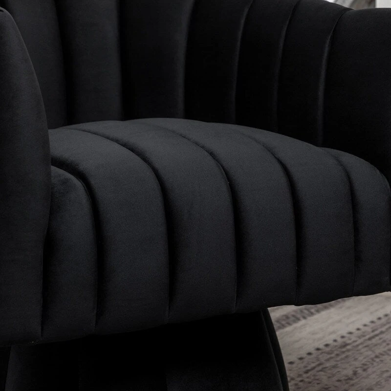 SEYNAR Modern Glam Velvet Upholstered Round 360 Degree Swivel Accent Barrel Chair Set of 2