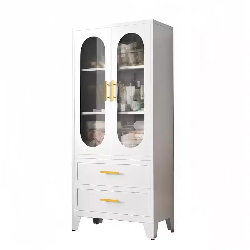 GustoWave 73''H Metal Pantry Storage Cabinet with Drawer, Pantry Cabinet with Acrylic Glass Doors and Adjustable Shelves for Kitchen