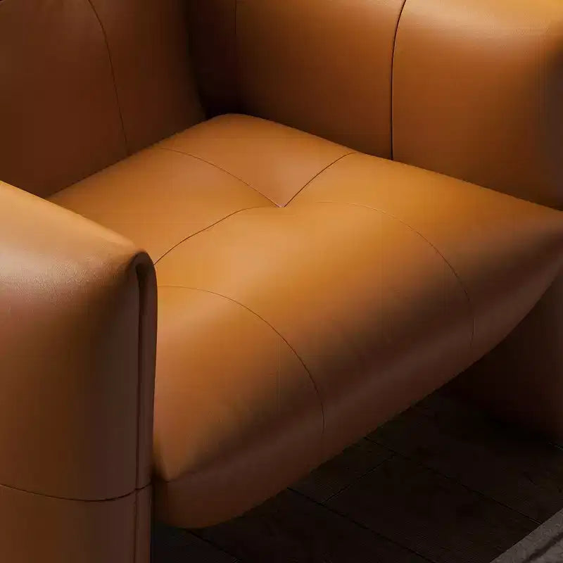 Luck Live 34.64 Modern Lounge Accent Chair Sofa, Faux Leather Upholstered Armchair with Thick Cushion & Solid Wood Frame