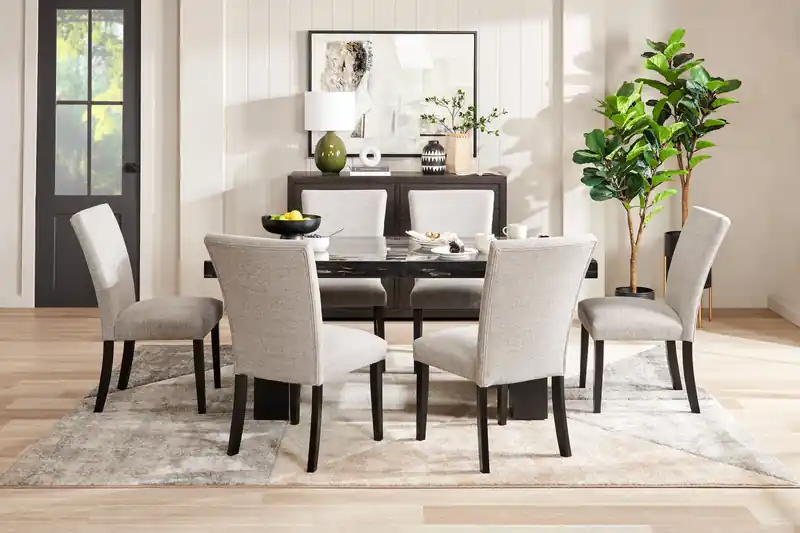Dining Table with Epoxy Resin Marble-Look Top, 72W