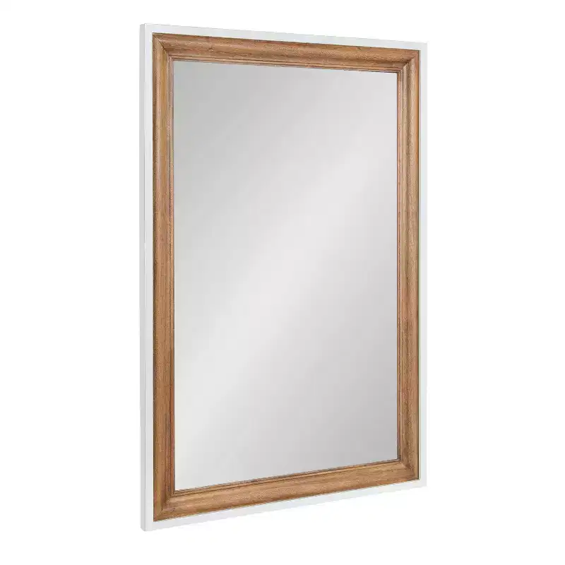 Kate & Laurel All Things Decor 24"x36" Ellison Wall Mirror: Stepped Frame, Two-Tone Rustic Brown
