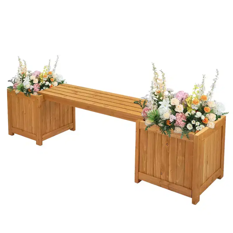 Karl Home | 2-in-1 Outdoor Wood Bench with 2 Raised Garden Bed