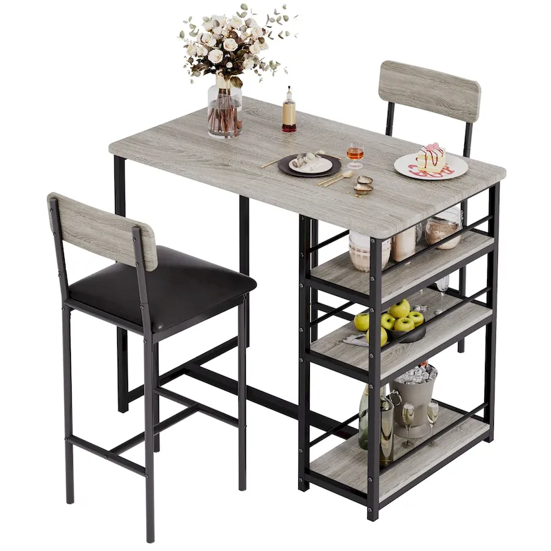 Dining Table for 2 with 3 Large Storage Shelves