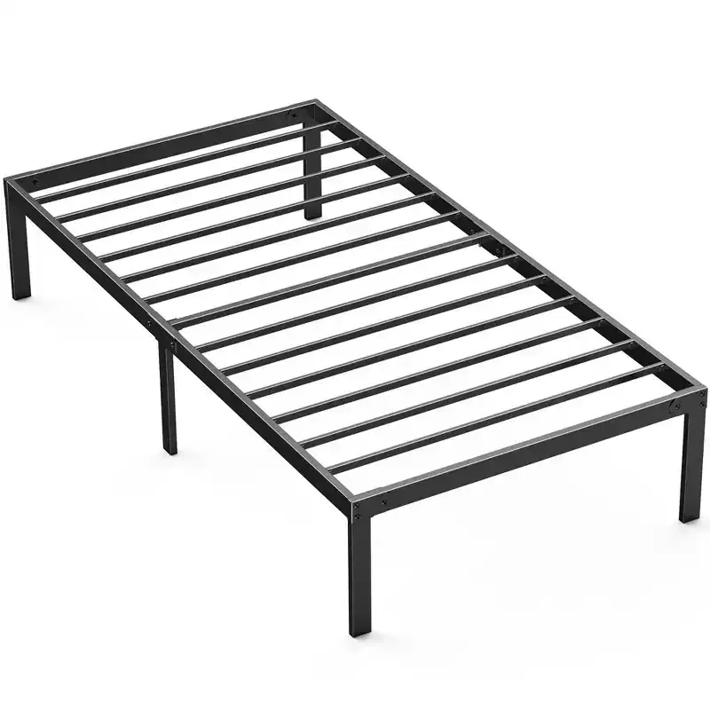 Twin size heavy metal bedstead, with strong steel plate support, does not need box spring