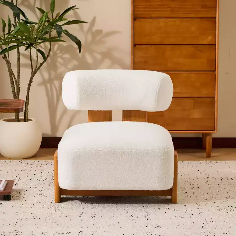 27.25-Inch Modern Boucle Lounge Chair with Solid Wood Frame, Soft Upholstery, for Various Rooms