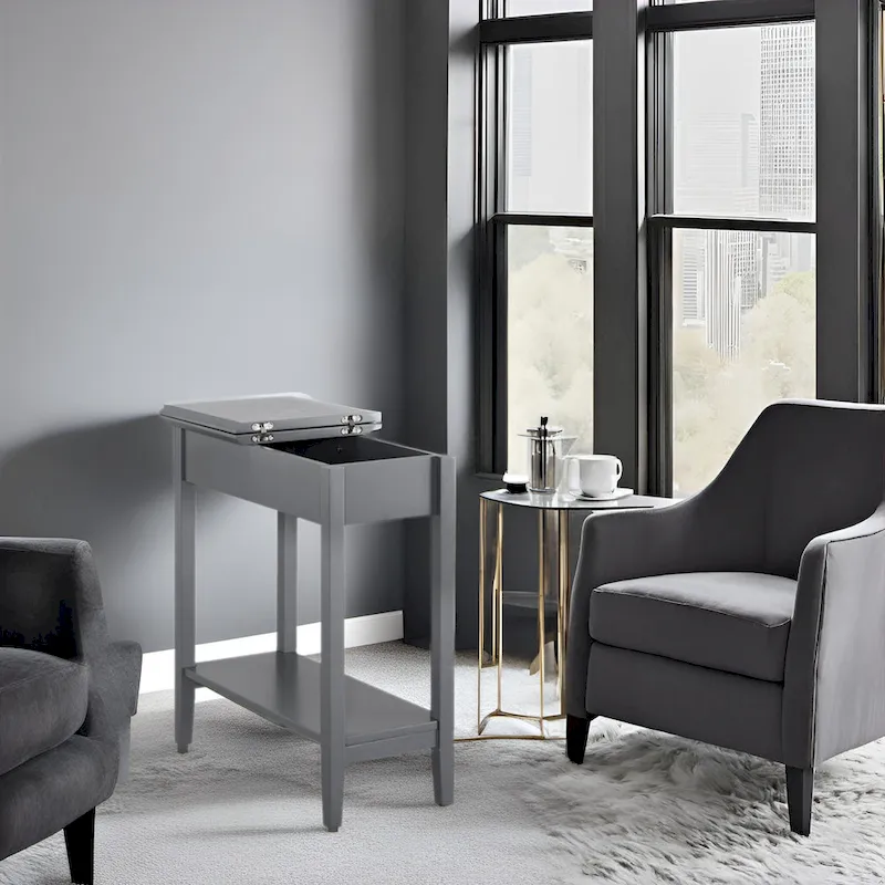Stylish Slim End Table, Narrow Nightstand, and Skinny Bedside Table