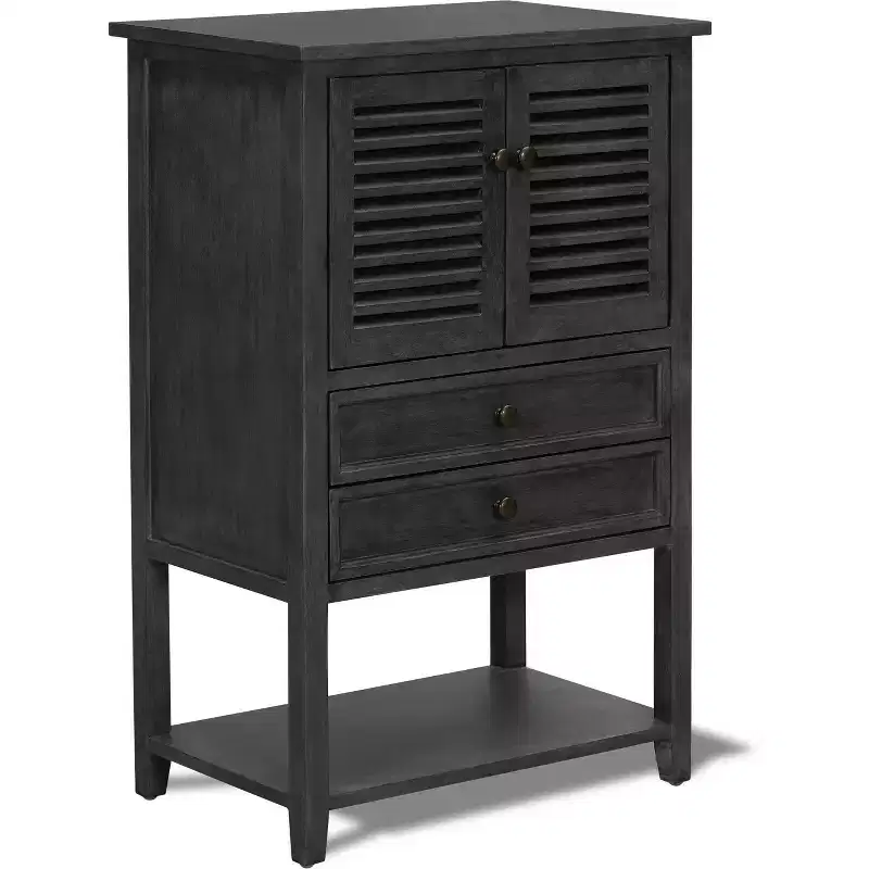 Elmhurst Cabinet Dark Gray - Finch: Traditional Style, Bronze Hardware, Wood Frame, 2 Doors, 2 Drawers