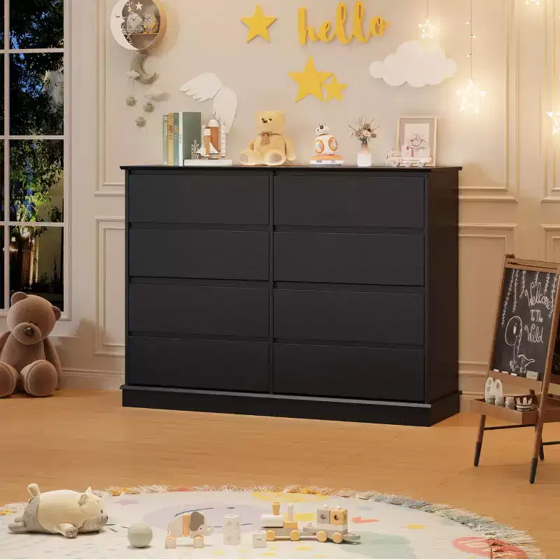 COZONY 51 Wide 8-Drawer Double Dresser  Large Horizontal Chest with Deep Drawers & Wide Top for Bedroom, Closet, Living Room & Hallway