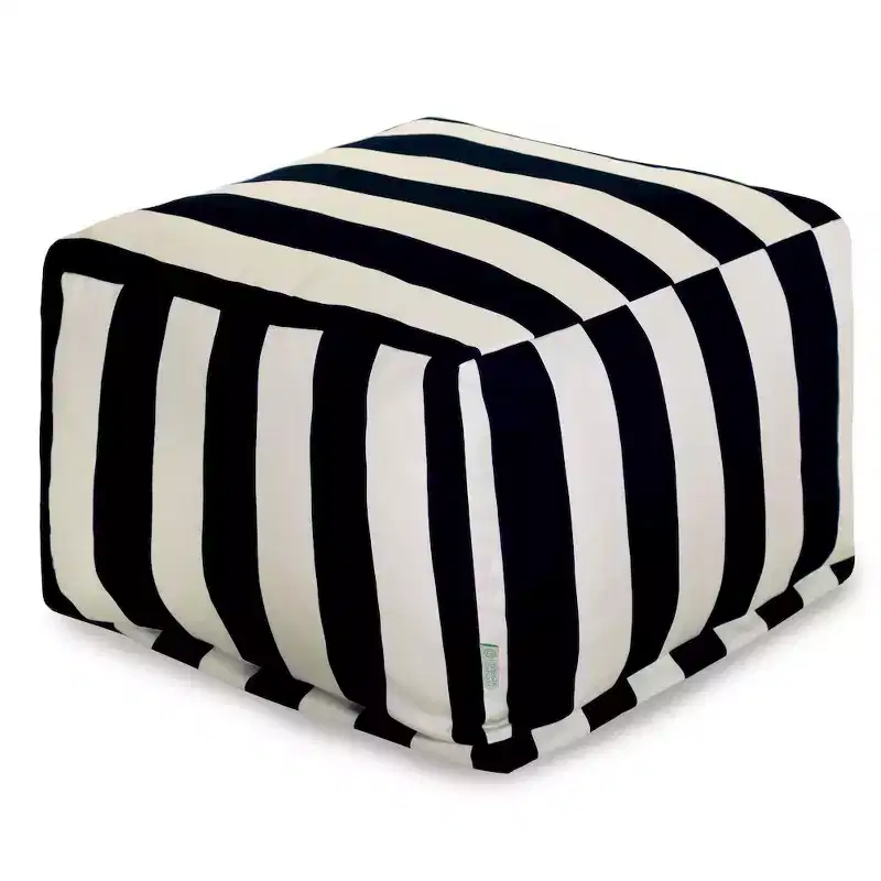 Ottoman Pouf Vertical Stripe, Removable Washable Cover