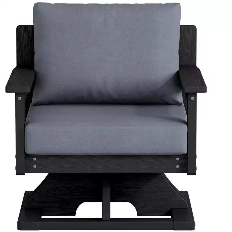 Hyleory HDPE Patio Swivel Chair with Premium Cushion, All Weather Outdoor Chair for Ultimate Comfort