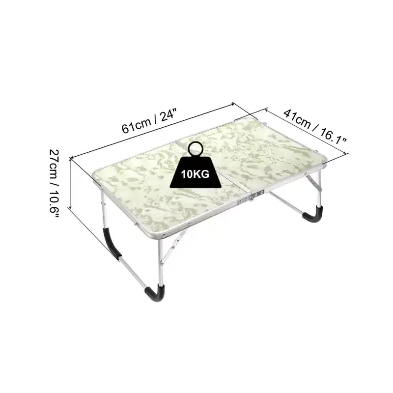 Unique Bargains Bed Sofa Picnic Foldable Portable Working Desk White Green 1 Pc