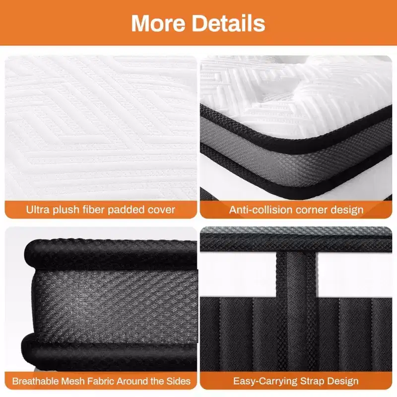 14 King Mattress, Memory Foam Hybrid Mattress - Medium Firm Gel Infused, Cooling & Breathable, Pressure Relief, Motion Isolation