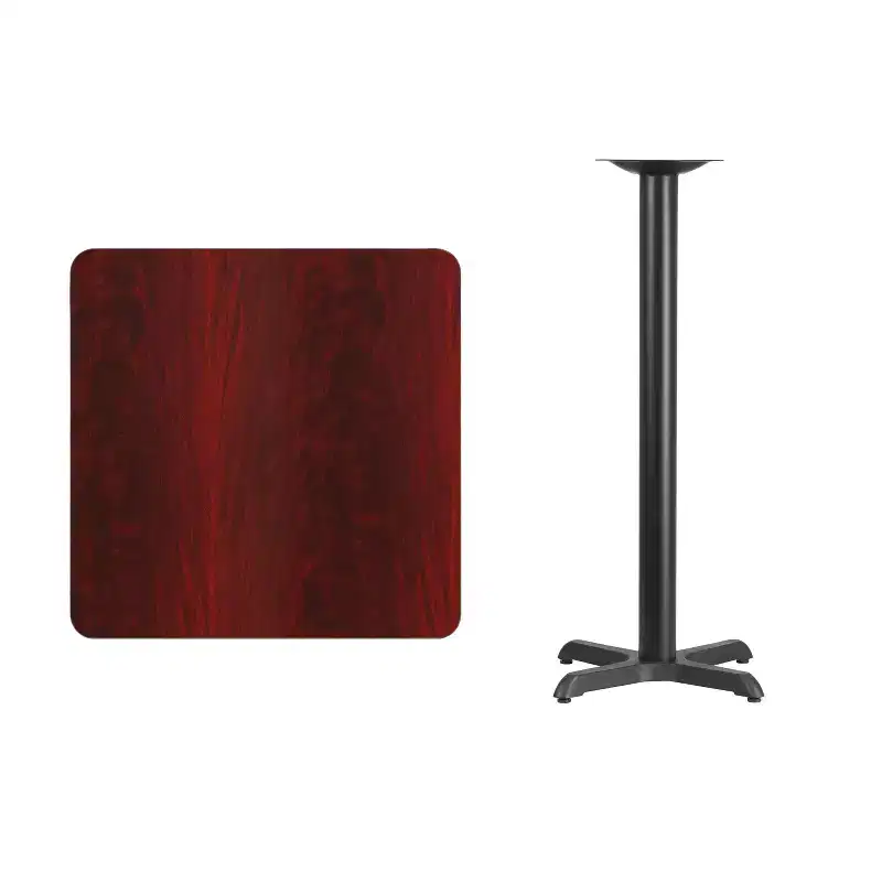 Flash Furniture 30'' Square Laminate Table Top with 22'' x 22'' Bar Height Table Base