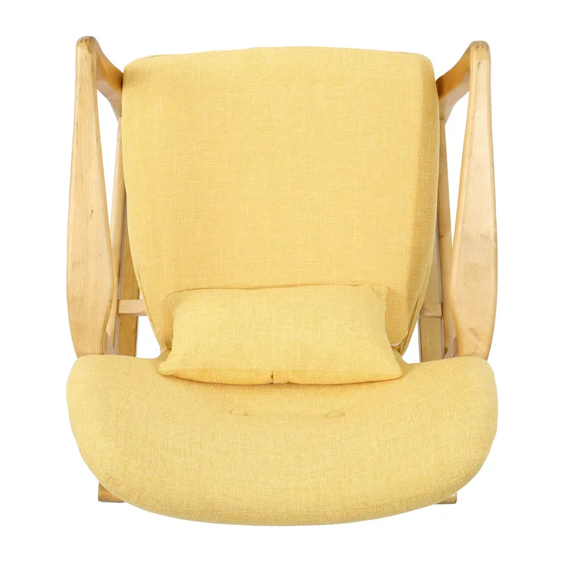 Solid Wood Rocking Chair with Linen Cushion and Premium Handcrafted