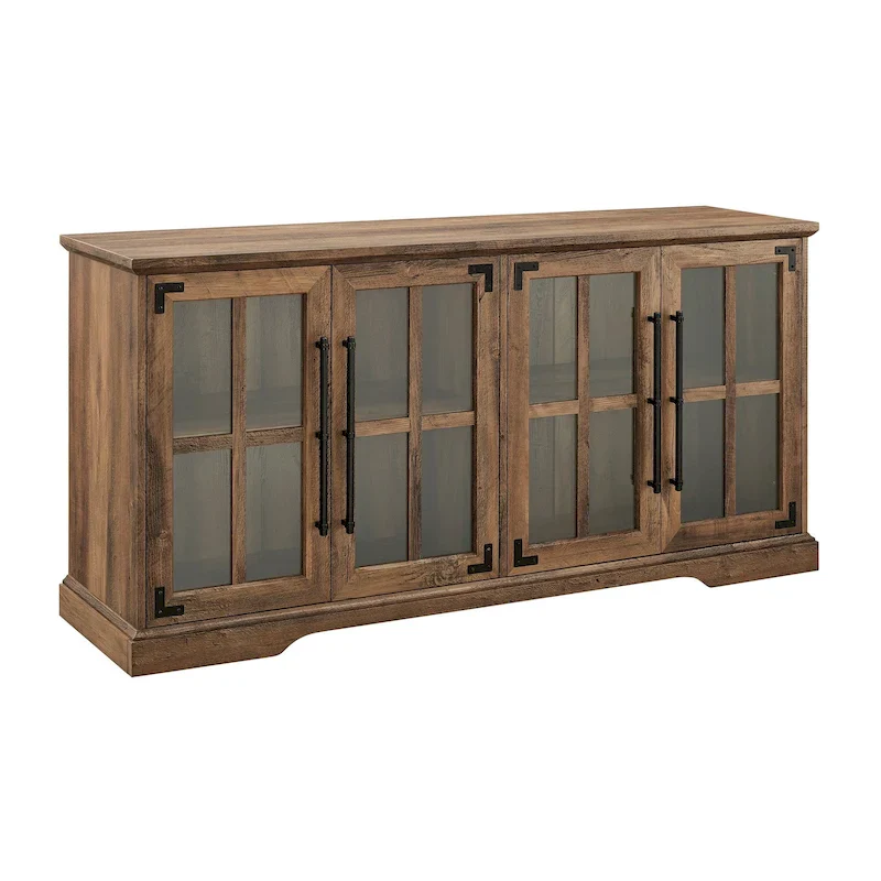 Farmhouse TV Stand with Glass Doors for TVs up to 65 Inches