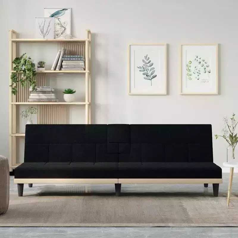 vidaXL Sofa Bed Convertible Sofa Bed with Cup Holders for Living Room Fabric