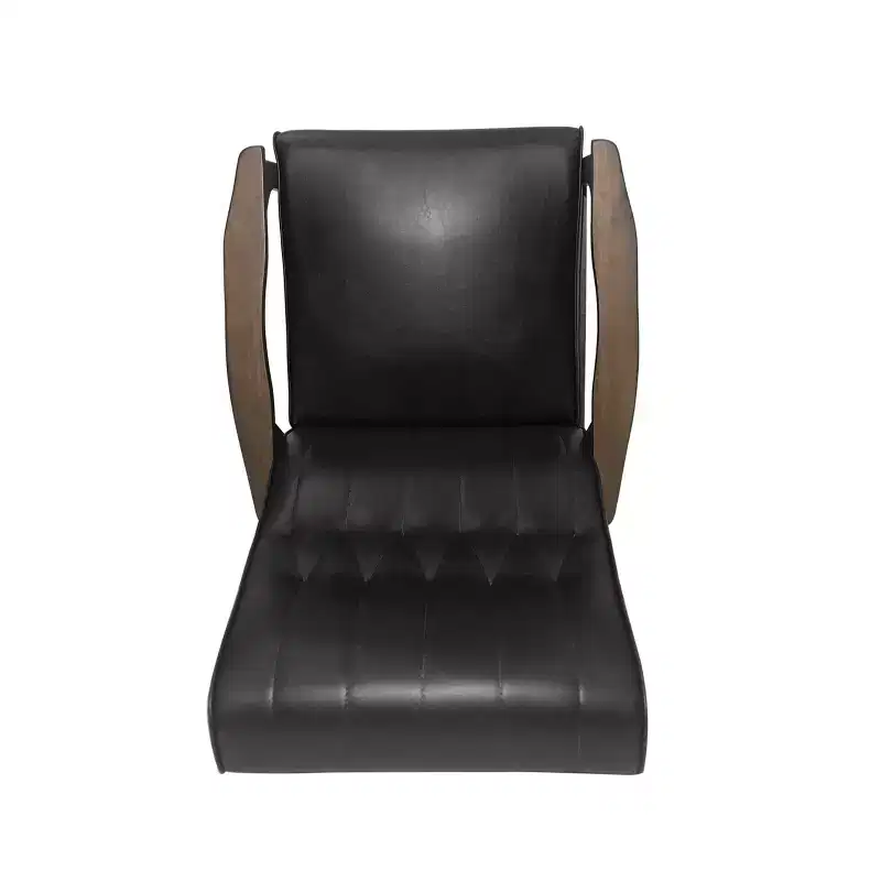 Mid Century Faux Leather Upholstered Accent Chair, Modern High Back Armchair, Leisure Wood Club Chair